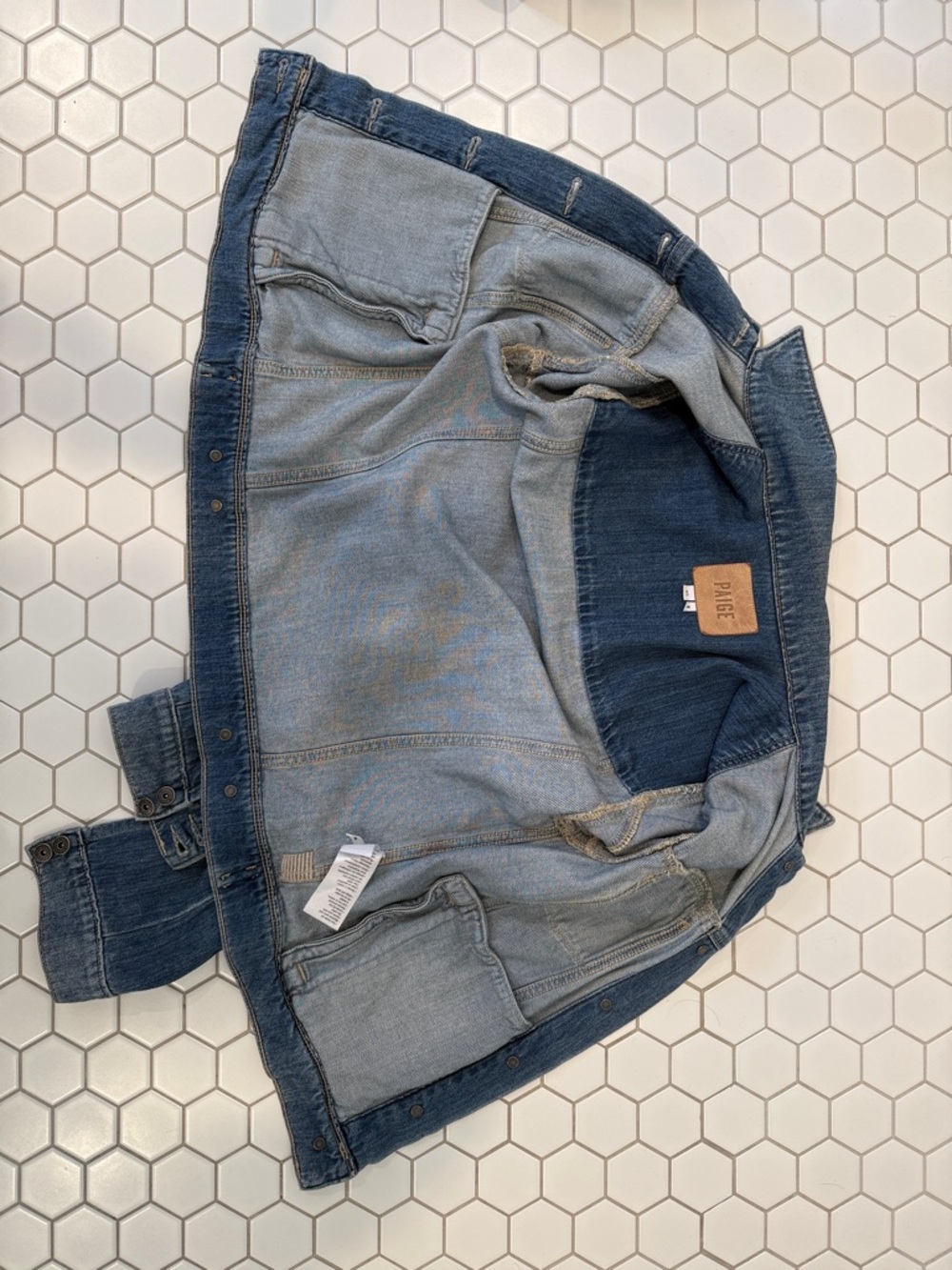 PAIGE Women's Blue Washed Denim Jacket - Picture 8 of 9